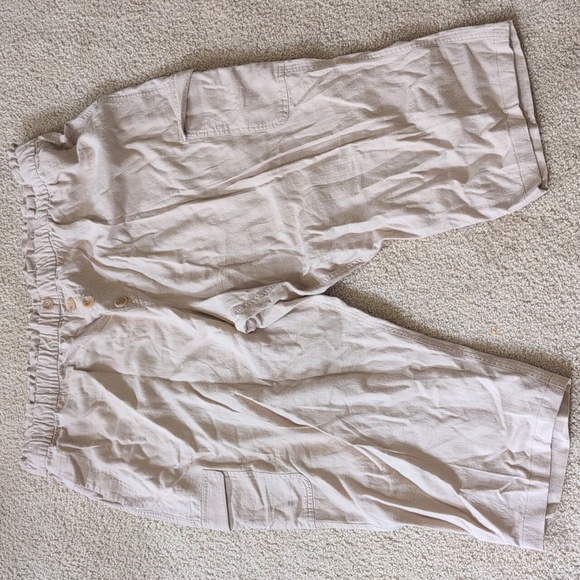 Susan Graver Beige Linen Blend Capris Size 2X Petite - Picture 3 of 5